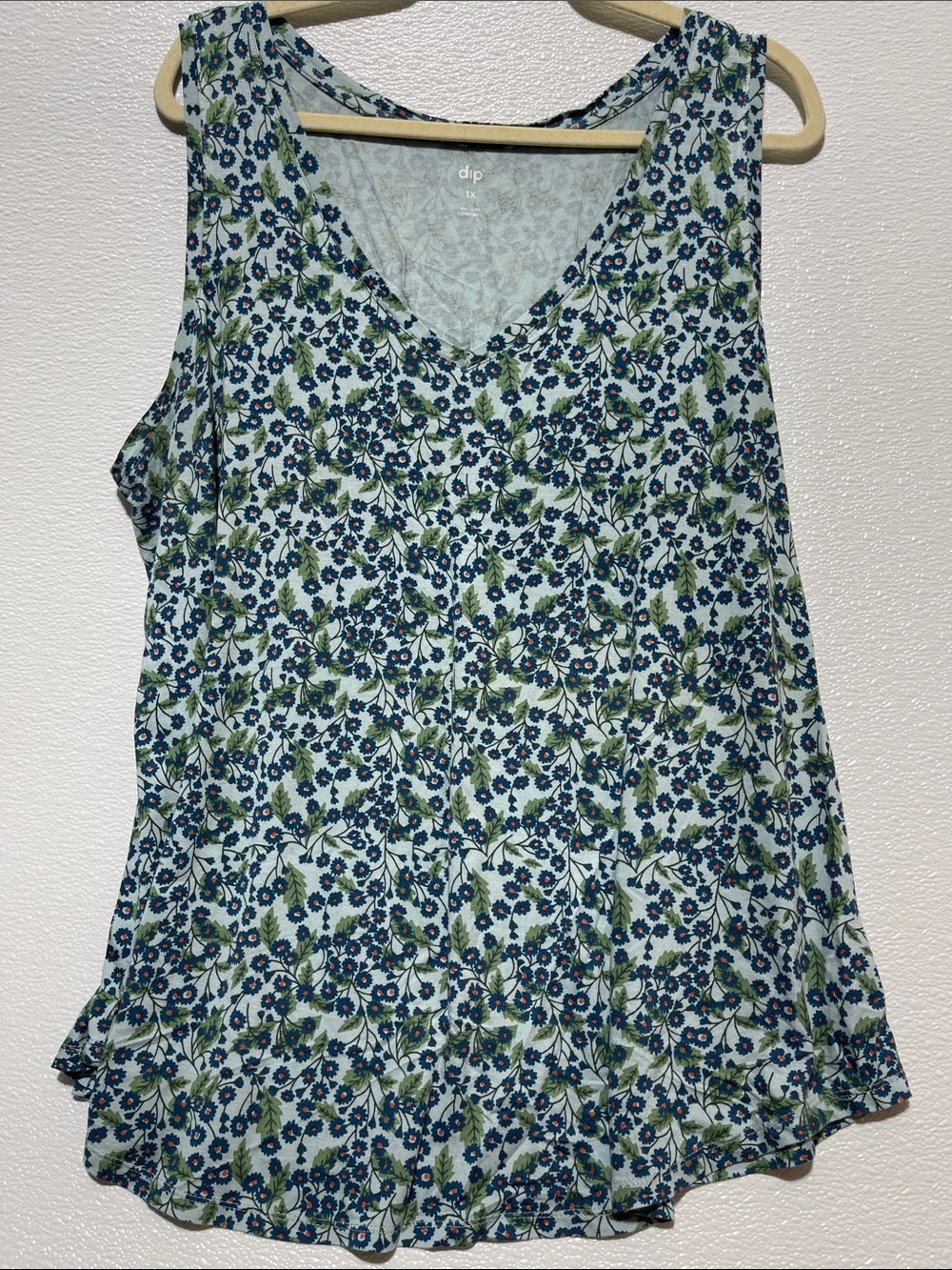 dip Floral V-Neck Camisole in Blue and Green